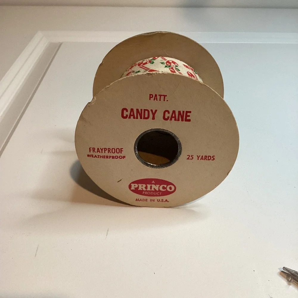 Vintage Princo Candy Cane Christmas Ribbon 2.5 Inch x 12 Yards Frayproof USA